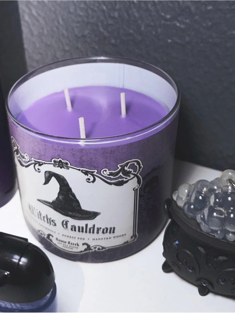 Goosecreek Purple Witch's Cauldron Jar Candle & Bath and Body works bundle